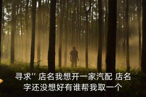 寻求‘‘ 店名我想开一家汽配 店名字还没想好有谁帮我取一个
