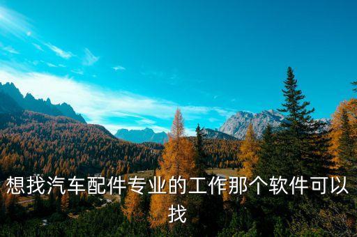 想找汽车配件专业的工作那个软件可以找