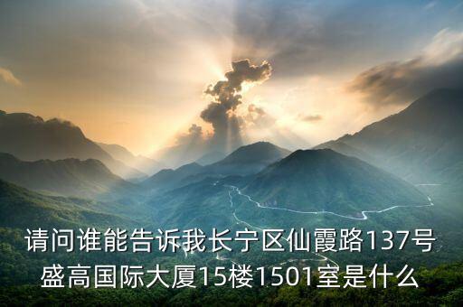 请问谁能告诉我长宁区仙霞路137号盛高国际大厦15楼1501室是什么