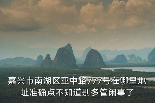 嘉兴市南湖区亚中路777号在哪里地址准确点不知道别多管闲事了