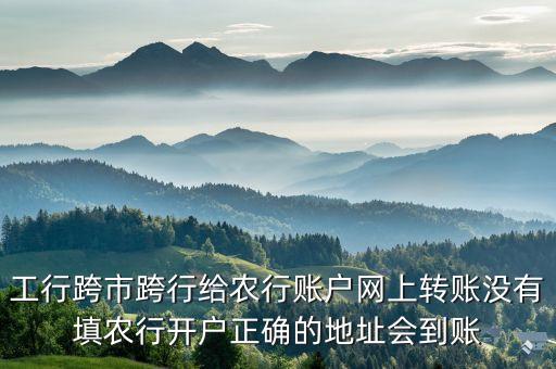 工行跨市跨行给农行账户网上转账没有填农行开户正确的地址会到账