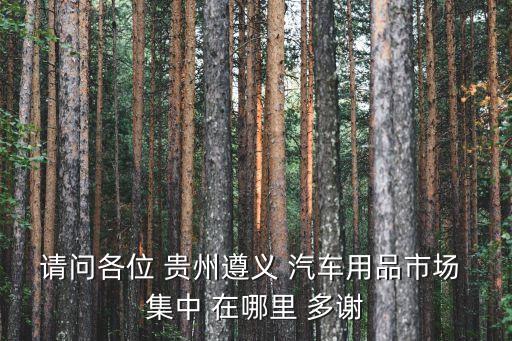 请问各位 贵州遵义 汽车用品市场 集中 在哪里 多谢