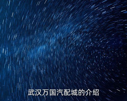 武汉万国汽配城的介绍